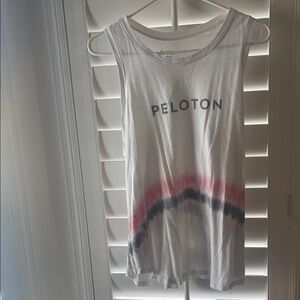 Peloton Women's White Tank Top with Pink and Black Accents